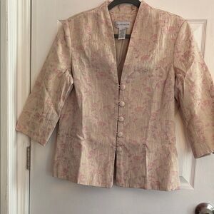 Jaclyn Smith Beige and Pink Floral Blazer